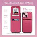Bemal for iPhone 13 Mini Wallet Case, Built-in Card Holder, RFID Blocking, PU Leather Kickstand, Magnetic Closure, Durable Shockproof Phone Cover for Women and Men, Hot Pink