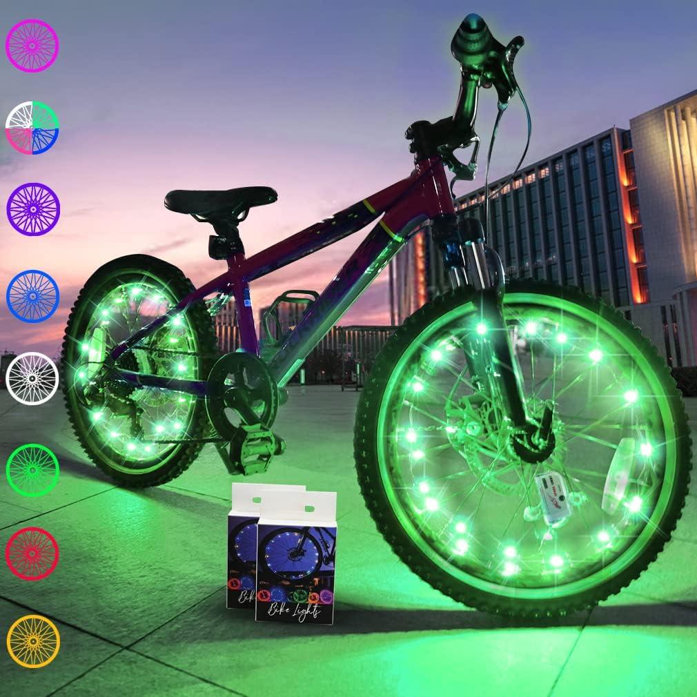 TINANA 2 Tire Pack LED Bike Wheel Lights Ultra Bright Waterproof Bicycle Spoke Lights Cycling Decoration Safety Warning Tire Strip Light for Kids Adults Night Riding