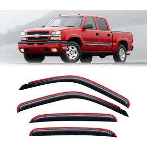 in-Channel Rain Guards for 2001-2007 Chevy Silverado & GMC Sierra 1500/2500/ 3500 Crew Cab, Window Visors Vent Deflector Shade Smoke for 02-06 Chevy Suburban/GMC Yukon XL/Escalade EXT/Avalanche
