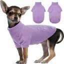 LETSQK Dog Knitting Sweater,Pet Warm Winter Coat,Thickening Turtleneck Small Medium Doggy Sweatshirt Soft Classic Knitwear in Cold Weather,Pullover Sweater for Puppy,S Purple