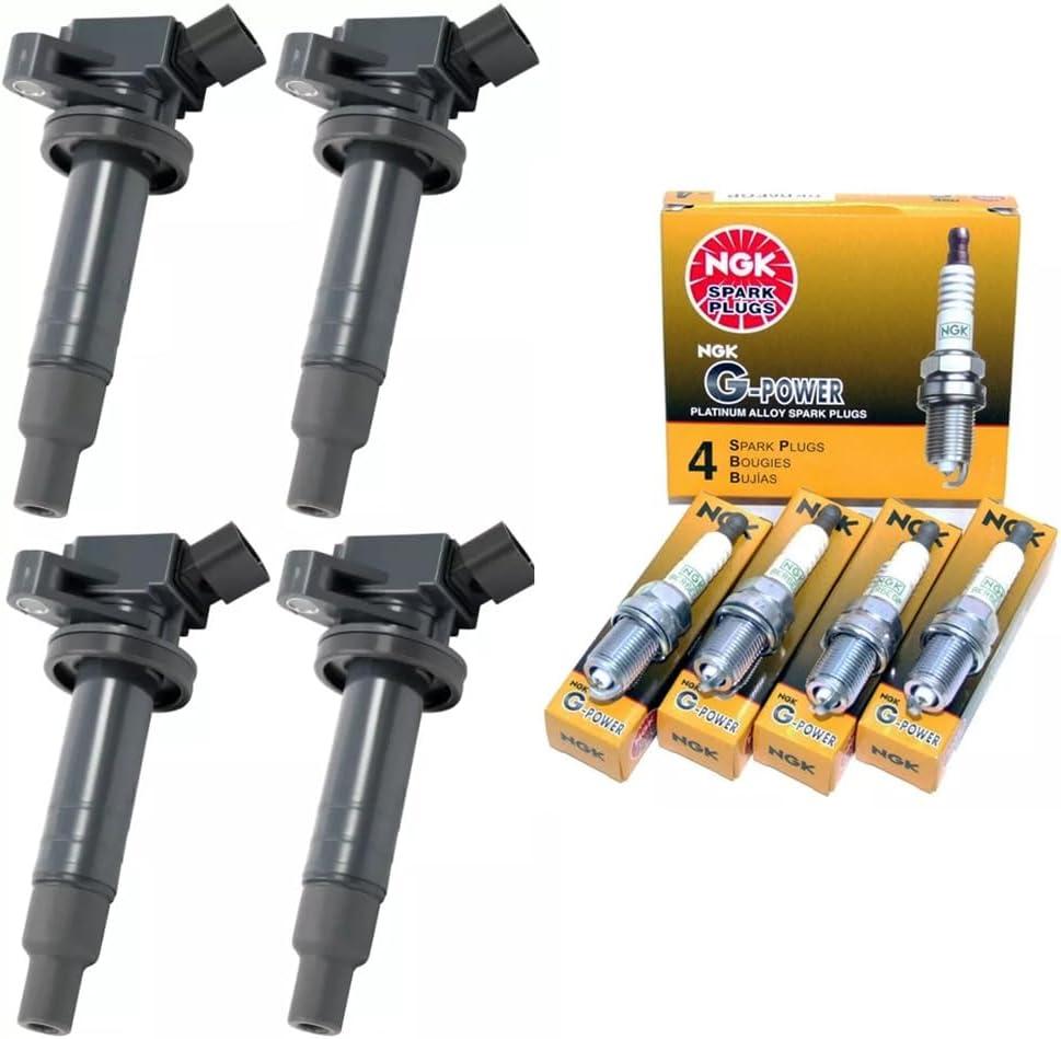 Ignition Coil Pack UF247 & NGK G-Power Platinum Spark Plug Replacement For Toyota Corolla Matrix Celica Chevrolet Chevy Prizm MR2 Spyder Pontiac Vibe 1.8 L4 2000-2008 Set of 4