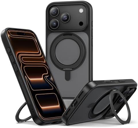 NIMASO for iPhone 17 Pro Case with Ring Stand 360°Rotatable, Compatible with MagSafe, Shockproof Military Grade Protection, Translucent Matte Back, Magnetic Kickstand iPhone 17 Pro Phone Case