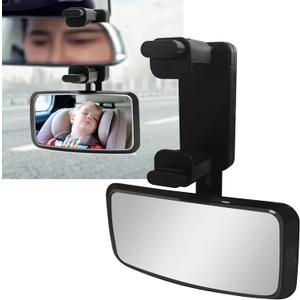 Baby Mirror for Car, Clip-On Adjustable HD Wide-Angle Convex Glass, Cars Rearview Baby Seat Mirror, No Dead Zone Safe Backseat Facing View for Cars, Truck, SUV Car Interior Rear View Mirrors