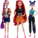 2025 New Korean Idol Dolls Set with Trendy Outfits,Singer Doll Merch Christmas Decorations Gifts (Multicolor-3PCS), comes with stickers
