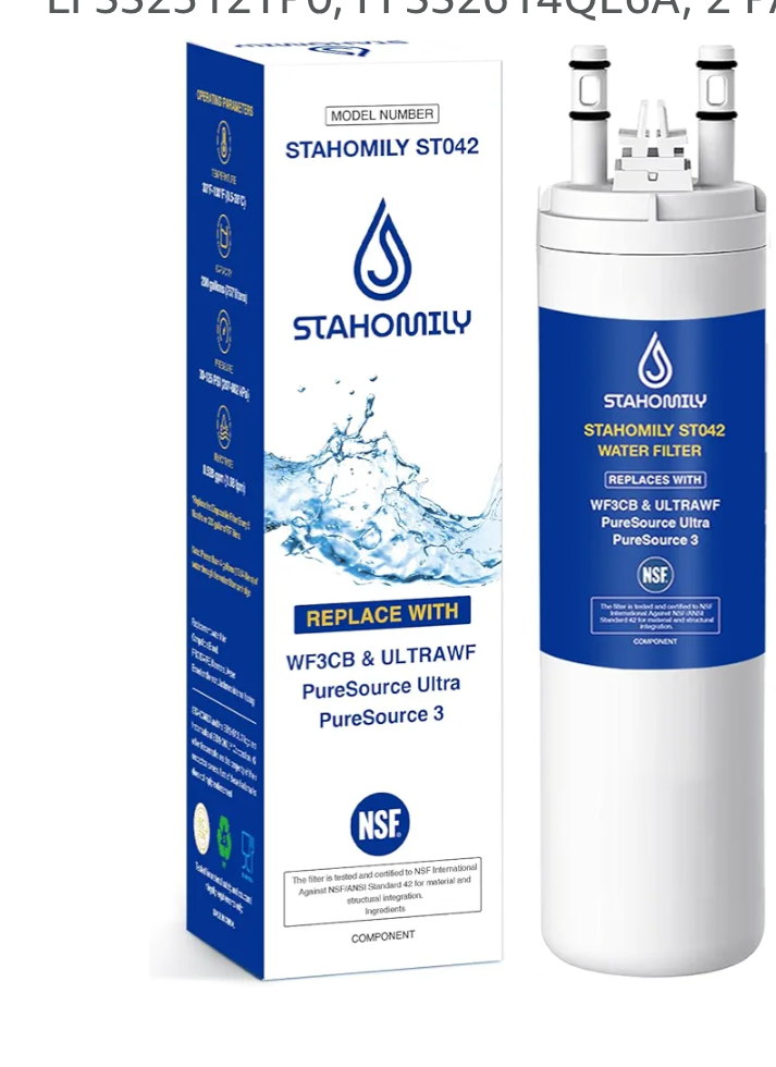 WF3CB Water Filter Replacement, Compatible with Frigidaire PureSource 3, FFSC2323LS, FFHS2622MS, FFSS2615TS, LFSS2612TF, LFSS2612TP, LFSS2312TP0, FFSS2614QE6A, 1PACK