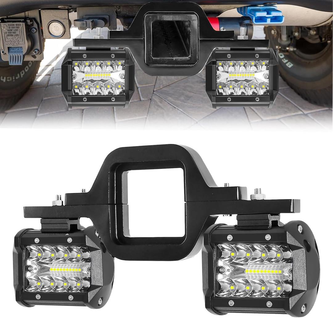 Hitch LED Lights,EBESTauto 4 Inch LED Work Light Pods with 2.5 Inch Towing Hitch Mount Brackets for Truck Trailer SUV Pickup Fit Dual Led Off-Road Driving Hitch Light bar (2.5 Inch Tow Hitch LED Lights)