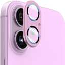 [2 Pack] for iPhone 16/16 Plus Camera Lens Protector, 9H Tempered Glass Metal flat Covering Design, Anti-Fingerprint Camera Cover, Ultra HD Clarity, Military Grade Protection, Purple