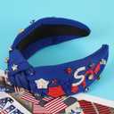 4th of July USA Beaded Headbands for Women Girls Red White Blue American Flag Headband Knotted Crystal Pearl Patriotic Hairband American Fourth of July Accessories Gifts