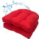 MTMR Waterproof Outdoor Chair Cushions Set of 2, 19X19 Patio Wicker Chair Cushions, Tufted Outdoor Cushions for Patio Furniture, Thick Outdoor Patio Replacement Seat Pads for Porch Lawn Chairs Red