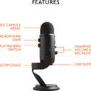 Logitech for Creators Blue Yeti USB Microphone for Gaming, Streaming, Podcast, YouTube, Discord, PC, Studio Sound, Plug & Play-Blackout