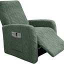 GOSTADY Recliner Chair Covers 4Pcs Plush Jacquard Small Recliner Sofa Slipcover Stretch Recliner Slipcover for Lazyboy Chair with Storage Pocket Furniture Protector for Living Room, Deep Green