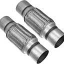 X AUTOHAUX 2 Pcs 2.5"x6"x10" Car Exhaust Flexible Pipe Tubing Universal Exhaust Joint with Welding Extension Pipe Stainless Steel Silver Tone