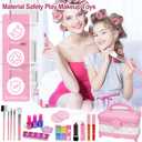60 in 1 Kids Makeup Kit, with 3-Color Led Makeup Mirror Real Washable Kids Makeup Sets for Girls 5-8, Perfect Girl Birthday Gift, Age 3+
