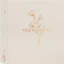 Lanpn Wedding Photo Album 4x6 600 Pocket Photos Slip in, Linen Cover Large Capacity Newlywed Marriage Album Hold 600 Horizontal Vertical Photos (Flower, Beige)