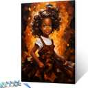 Tucocoo Black Baby Girl Paint by Number for Adults Beginner, DIY Oil Painting Kits on Canvas with Brushes and Acrylic Pigment, Chocolate Color Style Picture for Home Decor 16x20 inch (Frameless) (Artwork-17)
