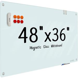 Glass Whiteboard - Glass Dry Erase Board 48" x 36" Magnetic White Board Writing Board White Boards for Walls Wall Office Home