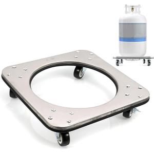 KOBSAINF 304 Movable Propane Cylinder Base,Propane Tank Stand Dolly with Brake Wheel,530ib Gas Cylinder Fixed Shelf for Cylinder Consignment and Stationary Storage,Used to Carry Buckets