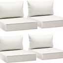 AAAAAcessories Outdoor Seat Cushions for Chairs, Fade-Resistant, Waterproof Patio Furniture Replacement Cushions, 25.5" x 25.5" x 5" + 25.5" x 13.5", Set of 4, Creamy White