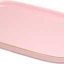 Ceramic Jewelry Dish, Perfume Vanity Tray, 7x4 Decorative Catch All Bowl for Trinket Key Ring, Small Bathroom Counter Tray, Soap Tray for Kitchen Sink (Pink)