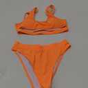 Blooming Jelly Women's High Waisted Bikini Sets High Cut Bathing Suits Two Piece Sporty Cut Out Swimsuits (Orange)