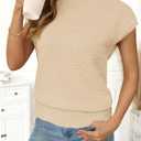 MEROKEETY Women's Fall Fuzzy Fleece Sweater Vest Cozy Cap Sleeve Crew Neck Pullover Knit Tops (Beige, XL)