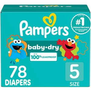 Pampers Diapers - Baby Dry - Size 5, 78 Count, Absorbent Disposable Infant Diaper (Packaging May Vary)