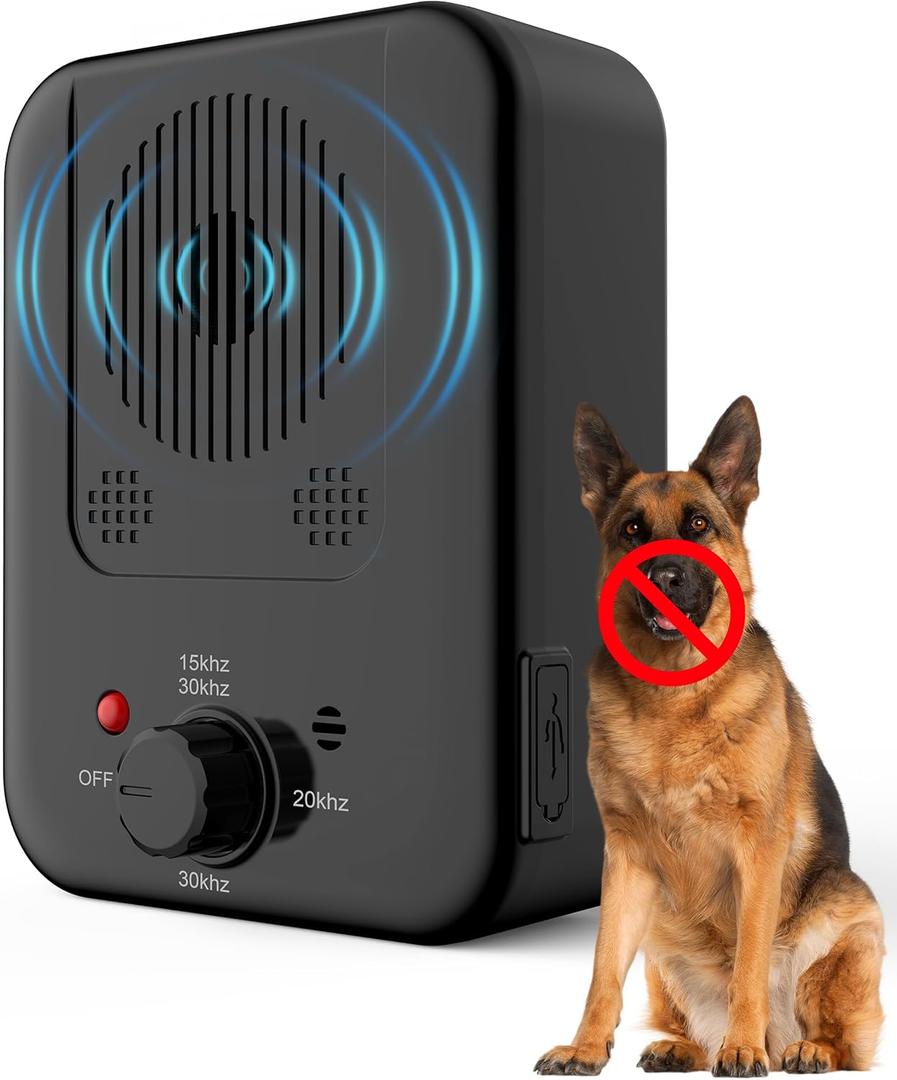 Ultrasonic Bark Control Device 3 Adjustable Modes for Small, Medium & Large Dogs, 32ft Range, Suitable for Indoor & Outdoor Use (Black)