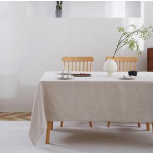 100% French Flax Linen Tablecloths Rectangle 84Lx60W Inch for Dinners, Parties, Easter, Halloween, Camping, Stone Washed, Textured, Machine Washable, 6-8 Sets (60''x84'', Natural Linen)