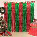 3 Pack Christmas Party Decorations, Red and Green Tinsel Foil Fringe Curtains,Ugly Sweater theme Photo Booth Prop Streamer Backdrop decor Indoor outdoor Party Supplies for Happy New Year party