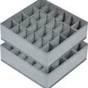 Joyoldelf Sock Drawer Organizer Divider 2 Packs Underwear Organizer, 24 Cell Closet Organizers and Storage Organizer Sock Holders Organizers for Storing Socks, Handkerchiefs, Ties, Belts (Grey)