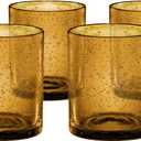 Artland 14oz Double Old Fashion Glass, Set of 6 | Iris Seeded Design, Amber | Drinking Glass for Parties and Everyday Use - Mojito, Whiskey, Cocktail | Glassware & Barware Essentials