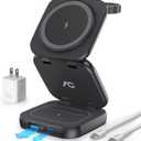 5-in-1 Wireless Charger for MagSafe, AC ISLAND Portable Travel Charging Station, 15W Max Fast Foldable Magnetic Stand, Evolved for iPhone 17/16/15/14/13 Series, Apple Watch, AirPods (with 35W Adapter)