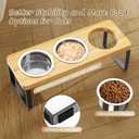 Elevated Cat Bowls with 3 Stainless Steel Bowls | 10 Tilted Anti-Vomiting Raised Cat Food Bowl for Small Cats and Puppies Pet Bowl with Stand