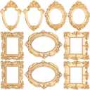 10 Pcs Vintage Mini Picture Frames Small Antique Resin Photo Frame Wall Hanging for DIY Jewelry Display Photography Christmas Photo Holiday Party Decoration (Gold)