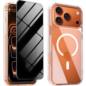 for iPhone 17 Pro Case Clear with Privacy Screen Protectors for iPhone 17Pro Magnetic Cases Compatible with MagSafe, [Camera Protection] [Military Drop Protection] Shockproof for 17 Pro 2025 Cover