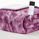 Homemate Heated Weighted Blanket for Adults - 72"x84" 20lbs Electric Throw Fast Heating Heavy Blanket 1/2/4/6/8 Hour Auto Off 10 Heat Levels Over-Heat Protection Luxury Faux Fur Sherpa