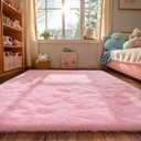 Beige Fluffy Rug for Bedroom 4x6ft - Ultra Soft & Non Slip Shaggy Area Rug, Comfy Durable Carpet for Living Room Kids Room Teens Dorm Home Decor, 1.7'' Thick Indoor Plush Carpets