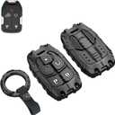 Heavy Key Fob Cover Case Protector for GMC, Keychain, Accessories for 2023 2022 2021 2020 2019 GMC Sierra, Chevy Silverado 1500 2500HD 3500HD (Type-B 5 Buttons)