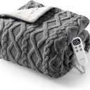 Heated Blanket Electric Throw Blanket, Tufted Sherpa Heating Lap Blanket, Heated Throw Blanket with 6 Heating Levels and 4 Timer, Washable Electric Blanket ETL Certified, Grey, 50"x60"