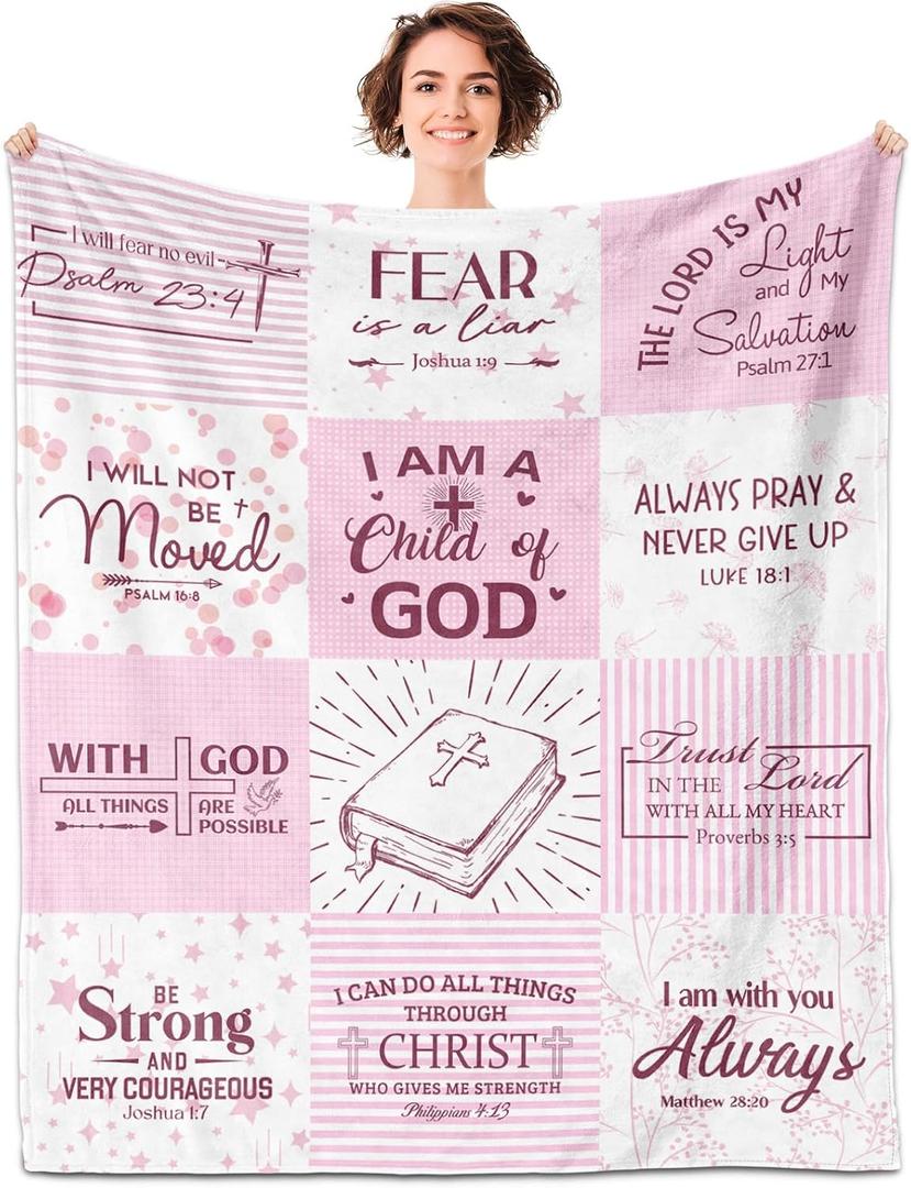 Christian Gifts for Women Blanket 60"x50"- Inspirational Religious Birthday Catholic Spiritual Gifts for Women - Baptism Confirmation Gifts for Girl - Child of God Christian Blankets