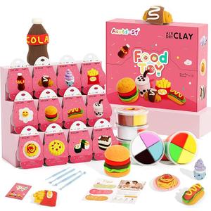 Air Dry Clay Kit  Food Toy Theme, Modeling Clay for Kids, DIY Model Magic Clay with Tools and Tutorials, 12 Boxes Molding Clay, Ultra Light, Soft & NonSticky, Arts and Crafts Gift for Kids