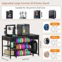 3D Printer Table with Storage, Heavy Duty Metal 3D Printer Stand with Filament Storage Drawer & Power Hub, Large Capacity 3D Printer Desk for Workshop, Studio & Home Office(Black)