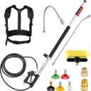 M MINGLE 20 FT Telescoping Pressure Washer Wand with Brush Head | Gutter Cleaner Attachment, 5 Nozzle Tips and Hose Adapters, Ideal for House Exterior, Window & Roof Cleaning