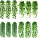 Daifunli 12 Pcs Artificial Hanging Plants Fake Hanging Ferns Plastic Faux Plants for Wall Room Garden Garland Indoor Outdoor Decor No Basket (Eucalyptus,Mandala,String of Pearls,Pea)