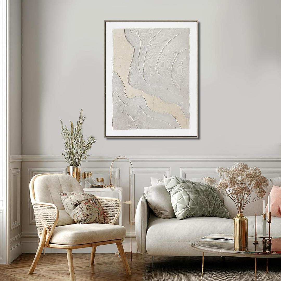 Chromorph Large Abstract Wall Art, Neutral Beige Minimalist Textured Canvas Artwork for Living Room, Bedroom, Office Decor, Ready to Hang, 32x40 Inch