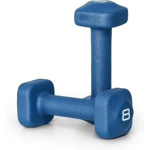 Tone Fitness Neoprene Dumbbell Weight Pairs with Anti-Roll Square Head | Multiple Options  8 lb - Pair