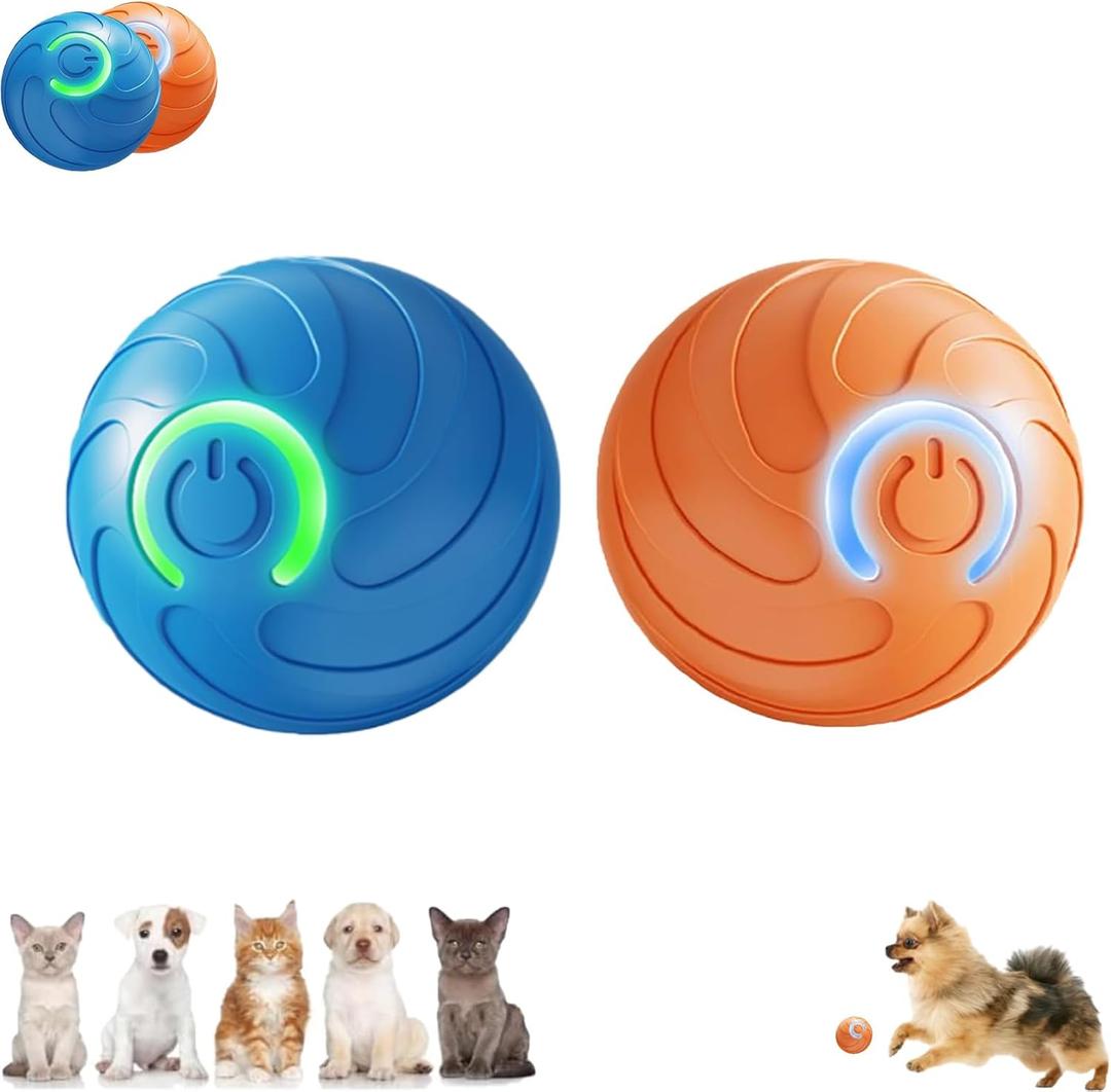 Smart Jumping Ball Toy for Dogs, Duraspin Dog Bouncing Ball, Interactive Bouncing Toys for Puppy Toys 2Pack-Orange & Bule
