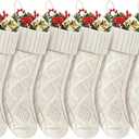 Christmas Stockings 18 Inches,Long Knitted Socks Christmas Decoration Hanging Stocking Fireplace Xmas Tree Stocking for Home Family6 White