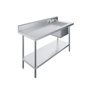 Single Bowl Kitchen Sink, Free Standing Stainless Steel Commercial Kitchen Sink Set with Faucet, 5.12in Backsplash & Workbench, Outdoor Utility Sink Laundry Sink for Restaurant, Garden, Laundry Room