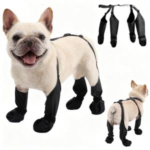 BECEMURU Winter Dog Boots Leggings with Anti-Slip Sole,Dog Paw Protector, Perfect for Outdoor Walking, Hiking, Waterproof and Anti-Fall Dog Shoes with Adjustable Strap (M)